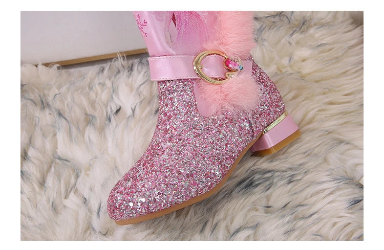 Disney Frozen Girls' Fluffy Winter Boots