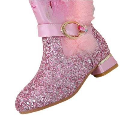 Girls' Fluffy-Lined Winter Boots with Elsa