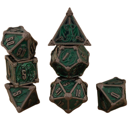 7 Piece Dice Set of Metal Dungeons and Dragons