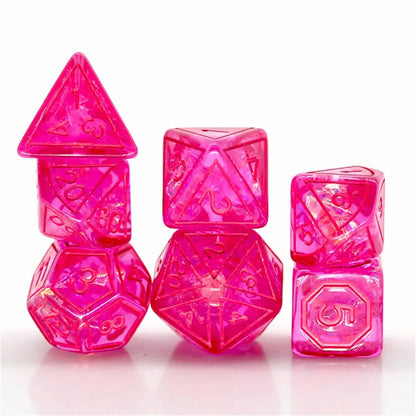 Hot Pink Translucent 7pc Dice Set