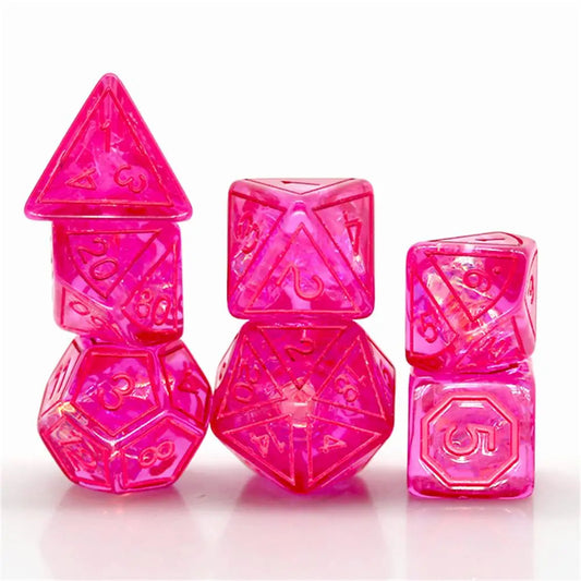 Hot Pink Translucent 7pc Dice Set