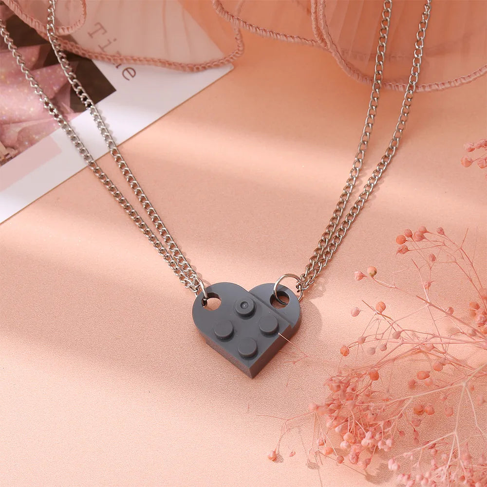 Brick Heart Necklace Set (2pc)