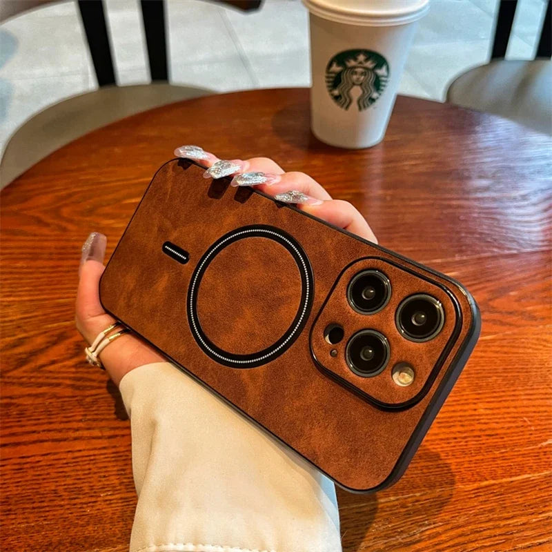 Luxury Faux Leather MagSafe Case (for iPhone)