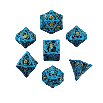Hollow Dragon Metal Dice Set – 7-Piece RPG Dice