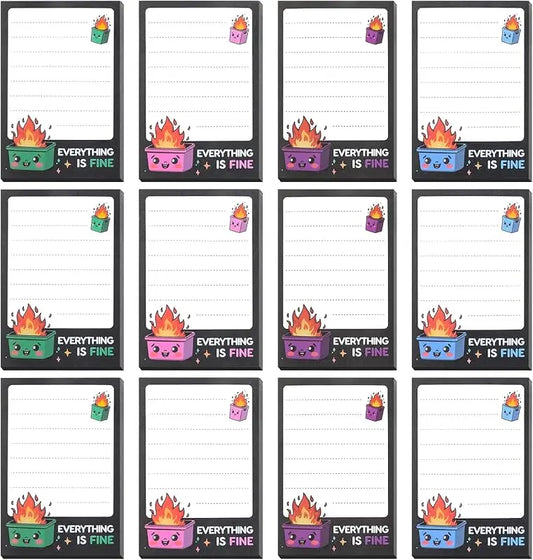 4-12pc Dumpster Fire Sarcastic Office Humour Sticky Note Pads