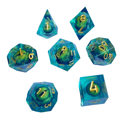 Suspended Eyeball 7 Piece Resin Dice Set