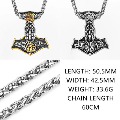 Nordic Viking Thor's Hammer Stainless Steel Necklace