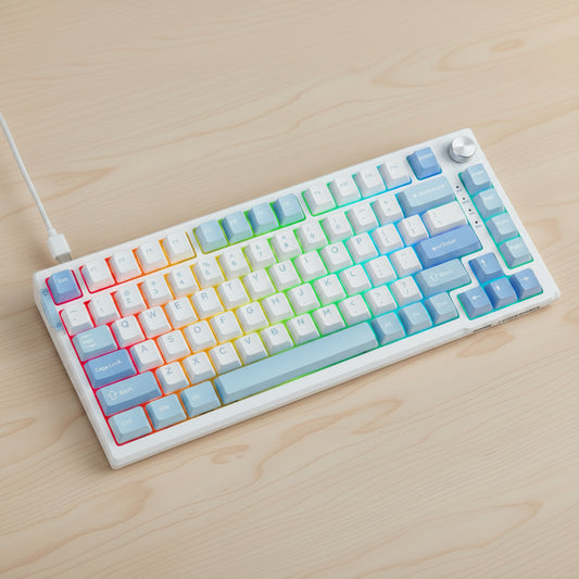 MageGee SKY81 75% Mechanical Gaming Keyboard - White/Blue