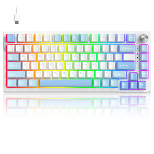 MageGee SKY81 75% Mechanical Gaming Keyboard - White/Blue