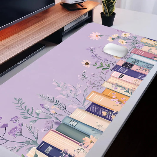 Floral Bookshelf Computer Desk Mat