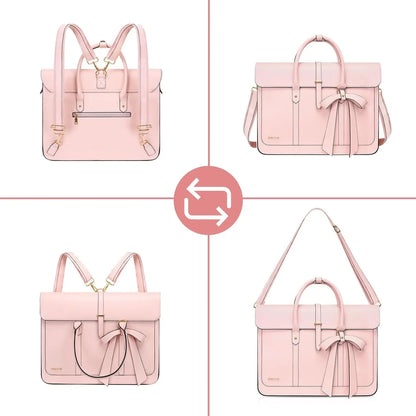 Bow PU Leather Briefcase Laptop Bag