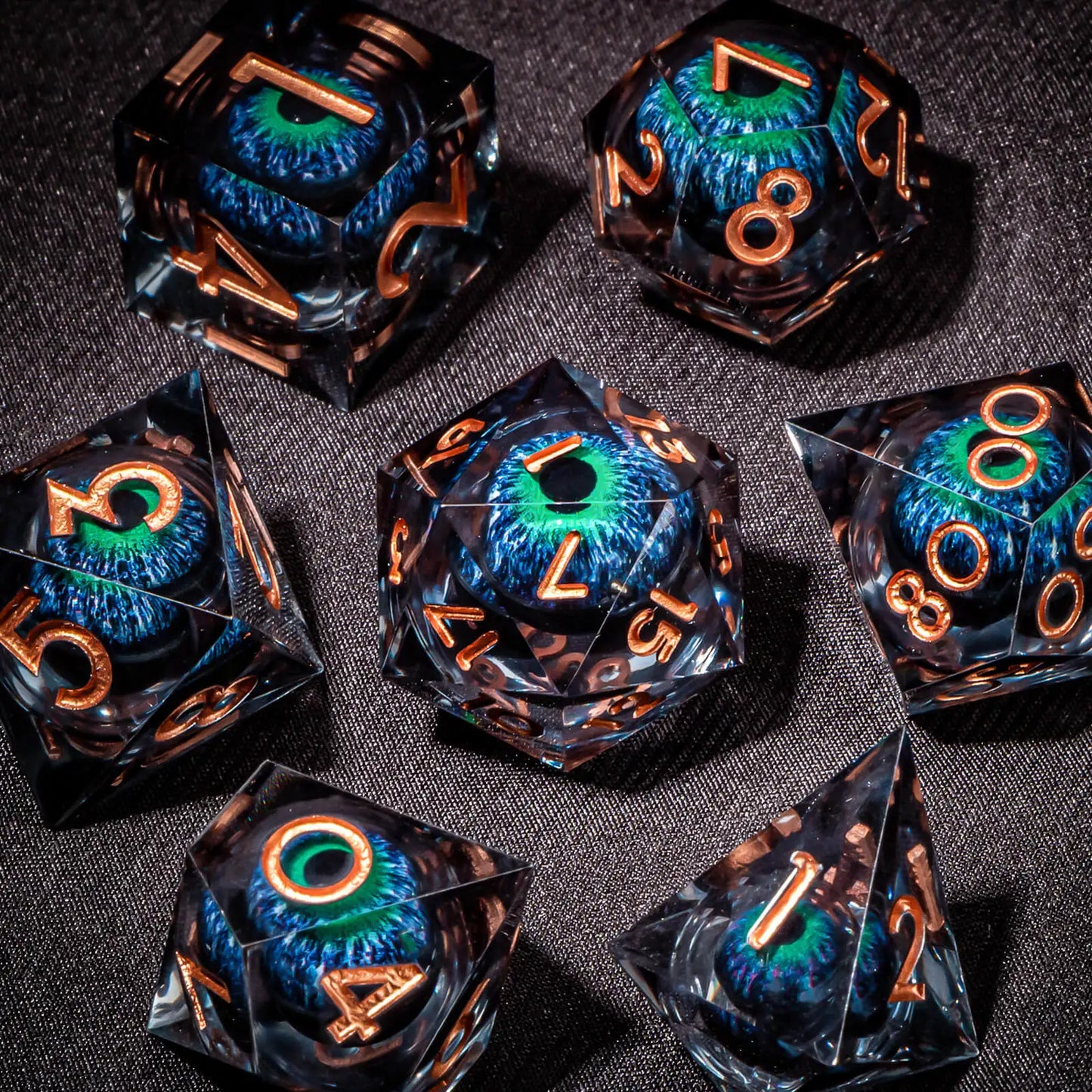 Creepy Eyes Resin Dice Set for DND 7 pieces