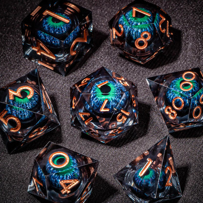Creepy Eyes Resin Dice Set for DND 7 pieces