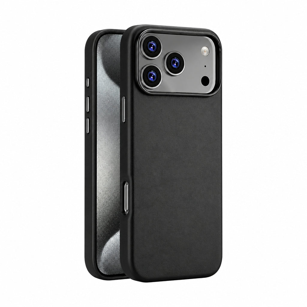 Black magnetic PU leather iPhone case
