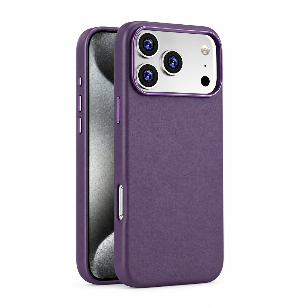 Purple magnetic PU leather iPhone case