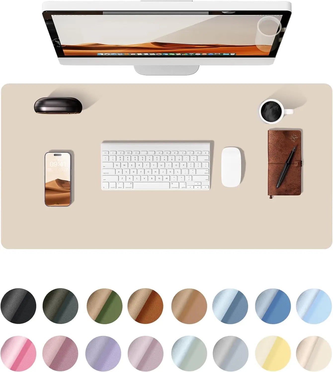 Large Colourful PU Leather Office Desk Mat