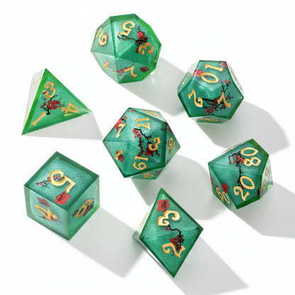 Bees and Blossoms 7 Piece Dice Set