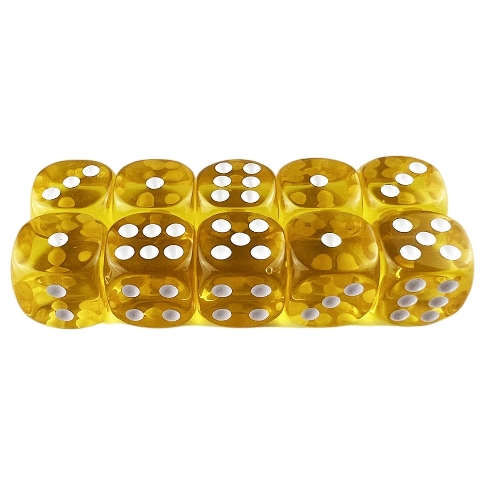 10pcs Transparent Colourful 6-sided Dice Set