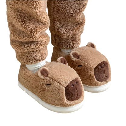 Cosy Novelty Adult Plush Slippers - Capybara