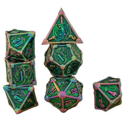 7 Piece Dice Set of Metal Dungeons and Dragons
