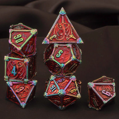7 Piece Dice Set of Metal Dungeons and Dragons