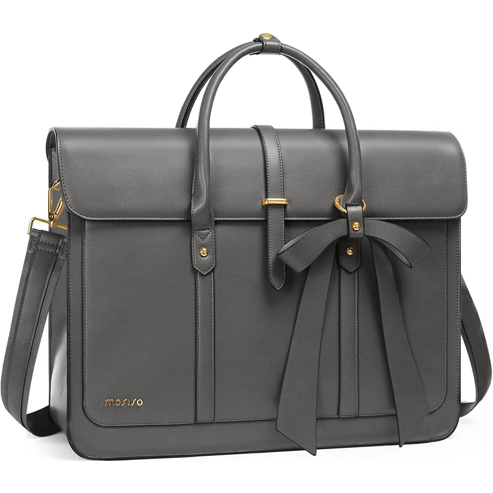 Bow PU Leather Briefcase Laptop Bag