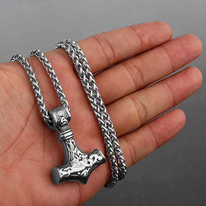 Nordic Viking Thor's Hammer Stainless Steel Necklace