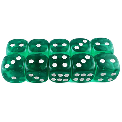 10pcs Transparent Colourful 6-sided Dice Set