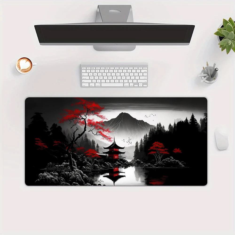 Cherry Blossom Landscape Desk and Keyboard Mat