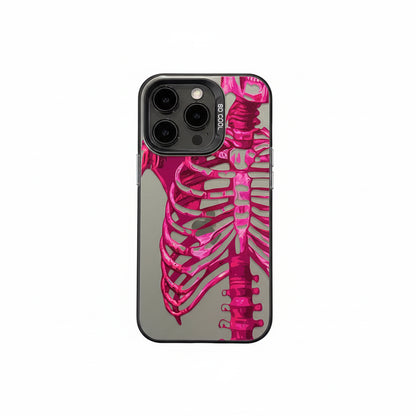 Pink skeleton iPhone case with black bumper