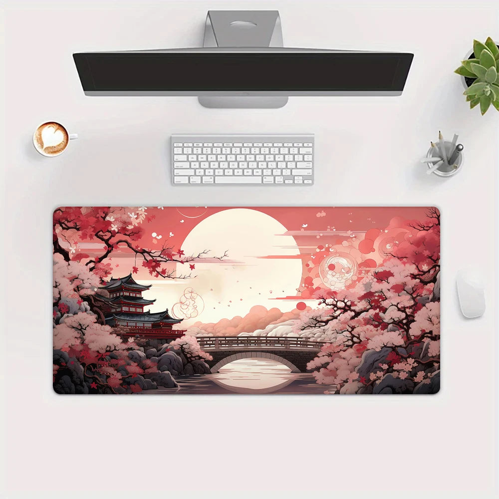 Cherry Blossom Landscape Desk and Keyboard Mat