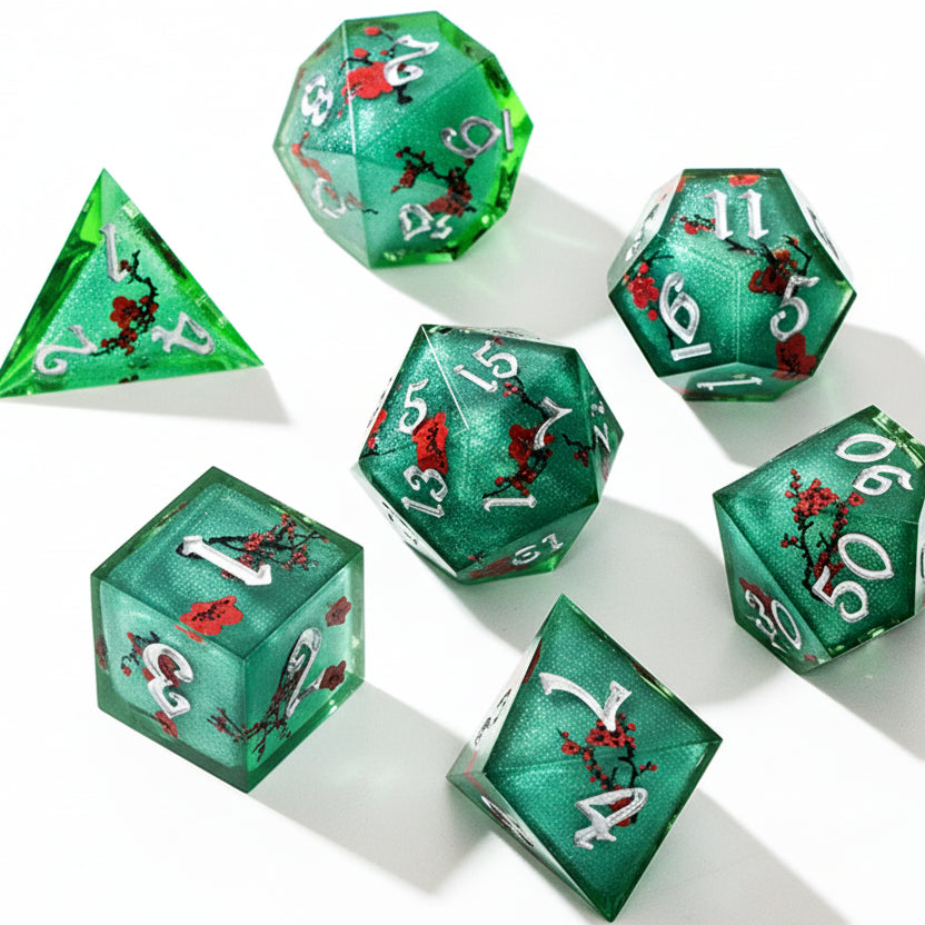 Bees and Blossoms 7 Piece Dice Set
