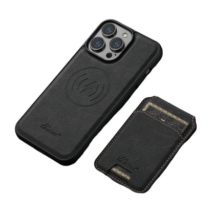 Faux Leather Magsafe iPhone Case & Wallet by Suteni - Black