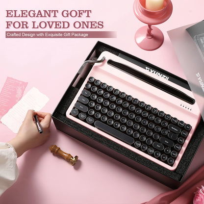 YUNZII QL75 Pink Typewriter Mechanical Keyboard