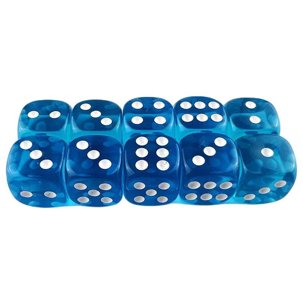 10pcs Transparent Colourful 6-sided Dice Set