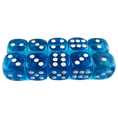 10pcs Transparent Colourful 6-sided Dice Set