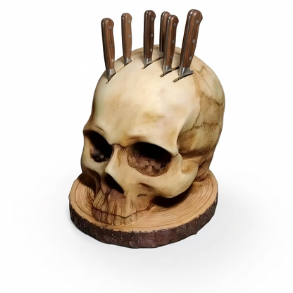 Skull Knife Block – Gothic Skeleton Kitchen Knife Holder