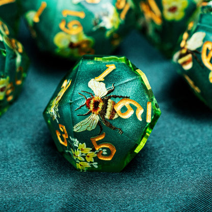 Bees and Blossoms 7 Piece Dice Set