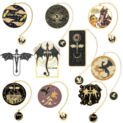 Metal Hanging Bookmark of Fourth Wing Dragons