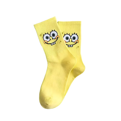 5 pair of Colourful Crew Socks Inspired by SpongeBob