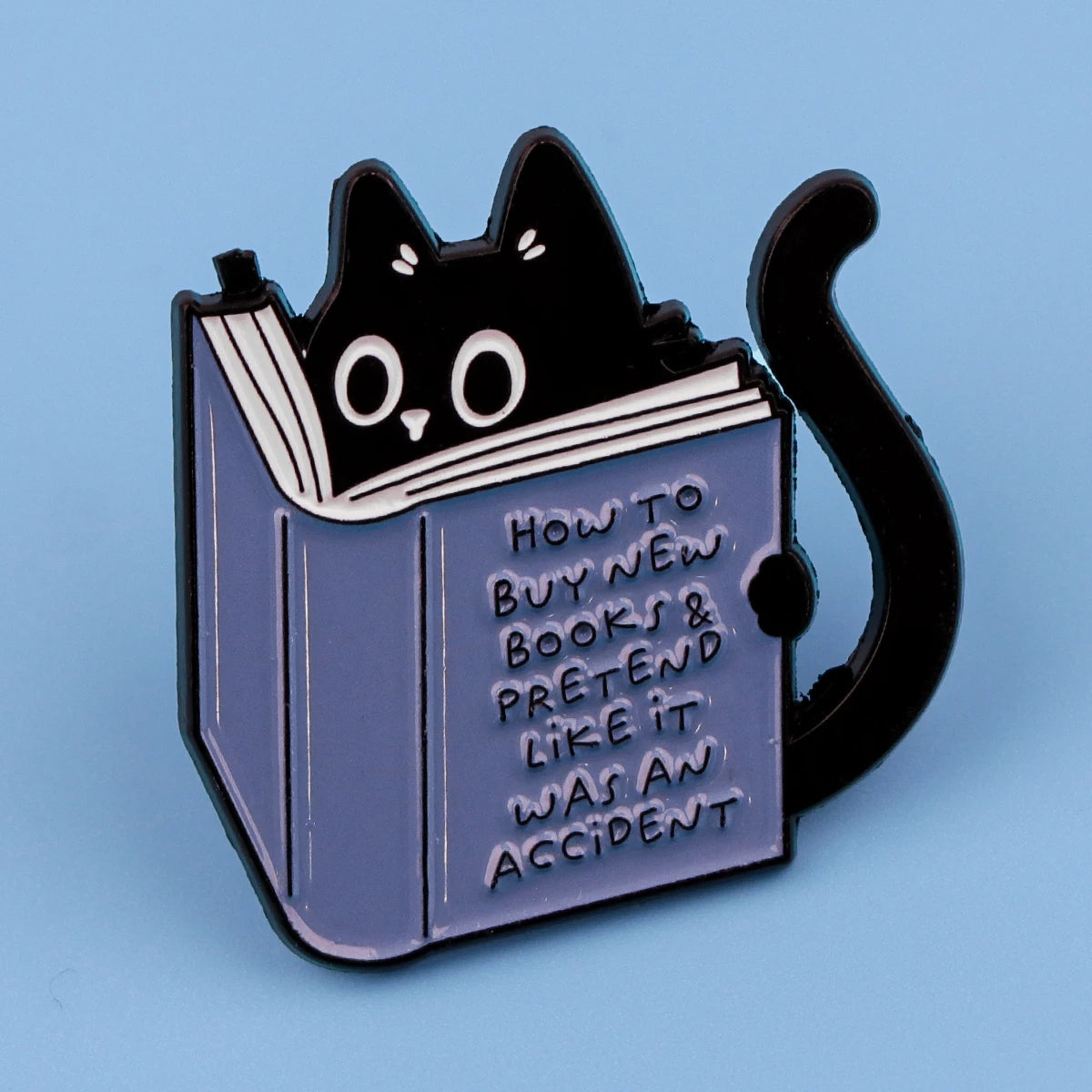 Black Cat Book Lover Enamel Pin