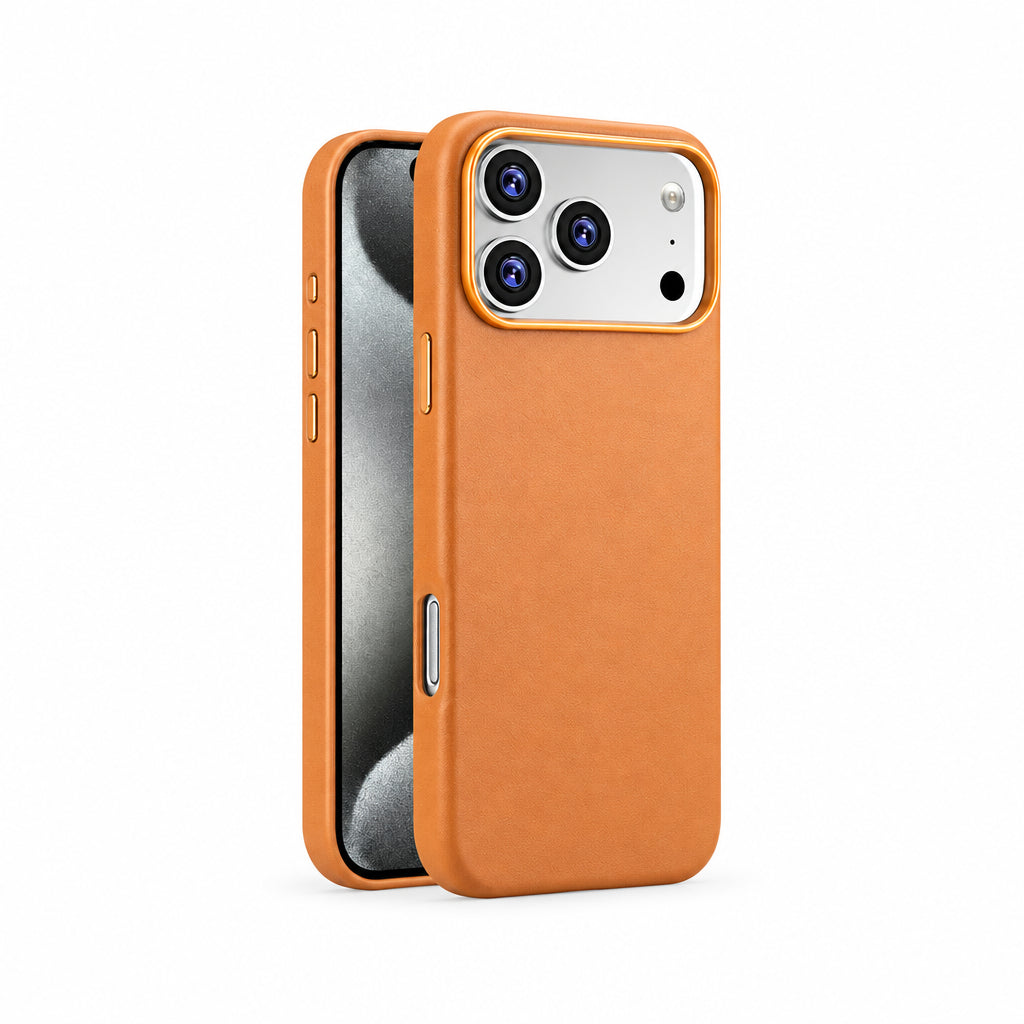 Orange magnetic PU leather iPhone case