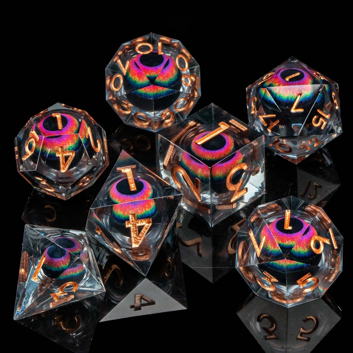 Creepy Eyes Resin Dice Set for DND 7 pieces