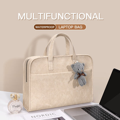 Cute Office Laptop Bag with Teddy Accessory