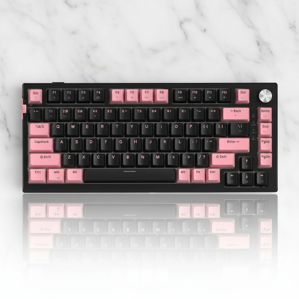 MageGee SKY81 75% Mechanical Gaming Keyboard - Black/Pink