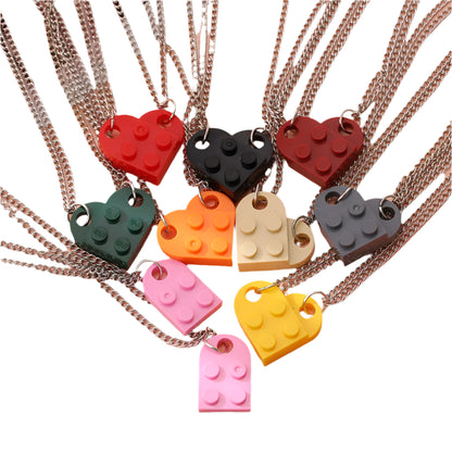 Brick Heart Necklace Set (2pc)