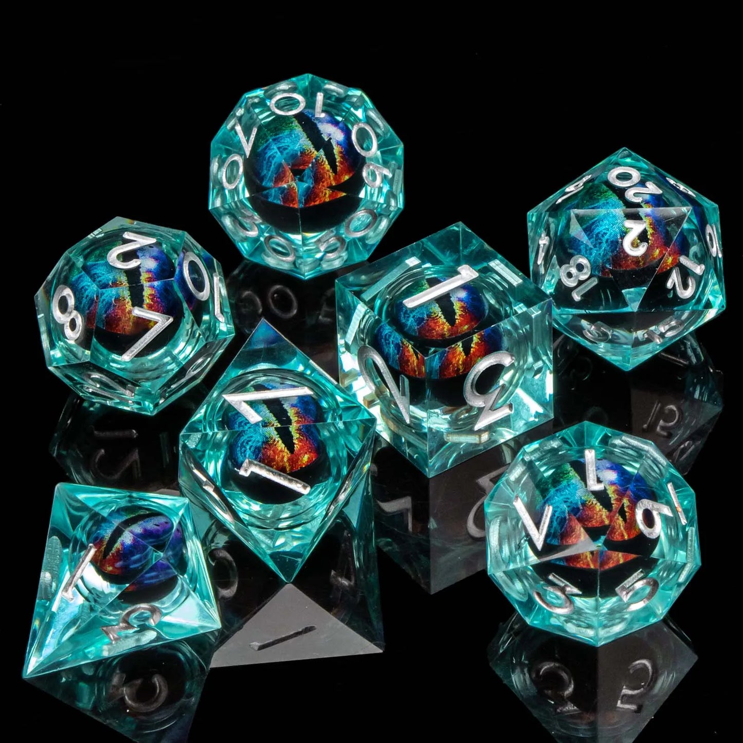 Creepy Eyes Resin Dice Set for DND 7 pieces