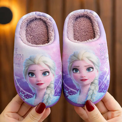 Kids Fluffy Winter Slippers with Elsa