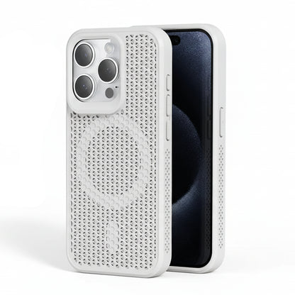 White matte magnetic iPhone case shown from an alternate angle