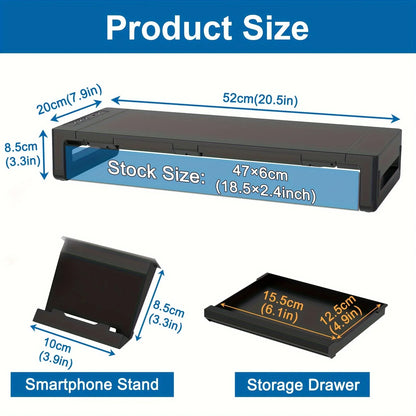 Adjustable Monitor Stand Riser with Charging Ports
